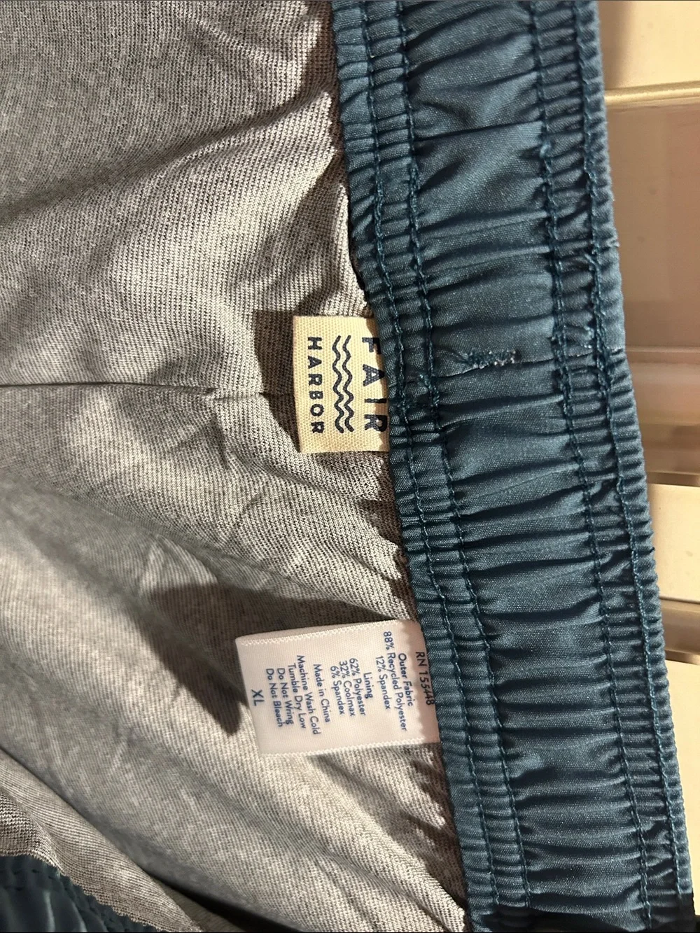 Fair Harbor Men's Teal Blue Striped Swim Trunks